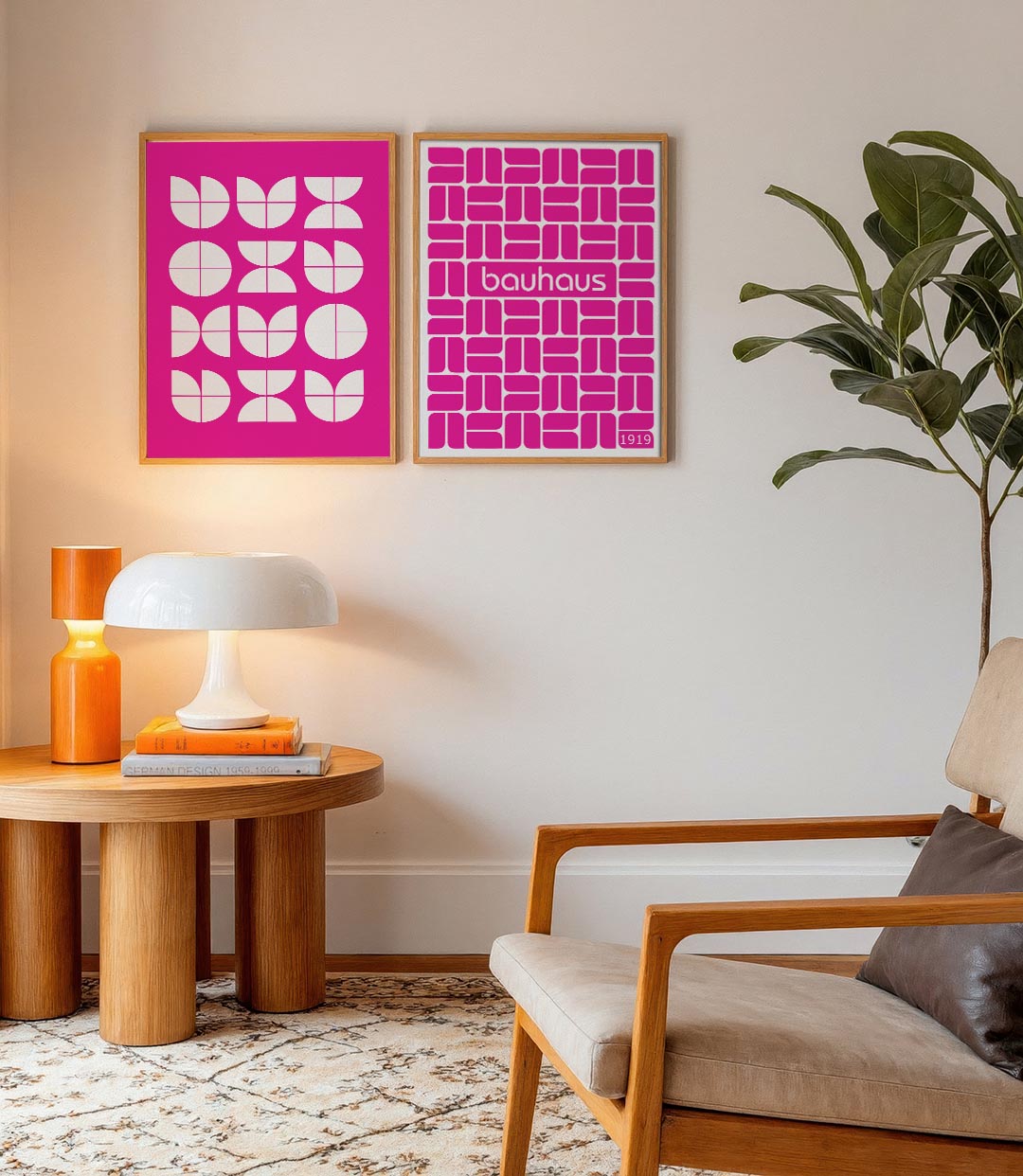 Vormenspel in roze Posterset