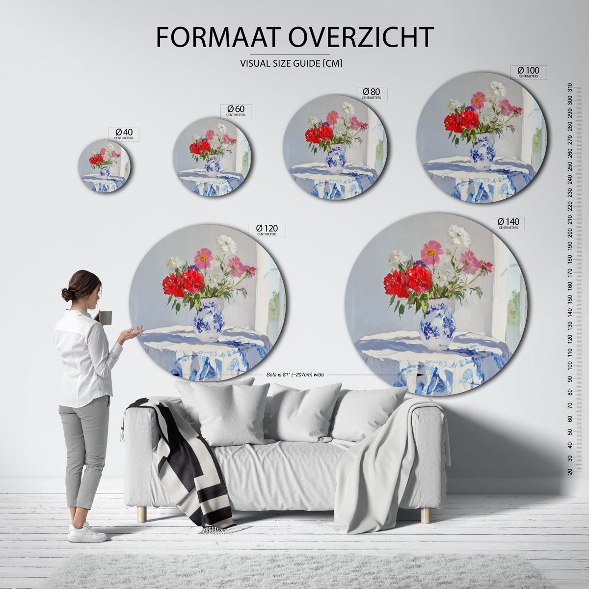 Bloemen in vaas Muurcirkel
