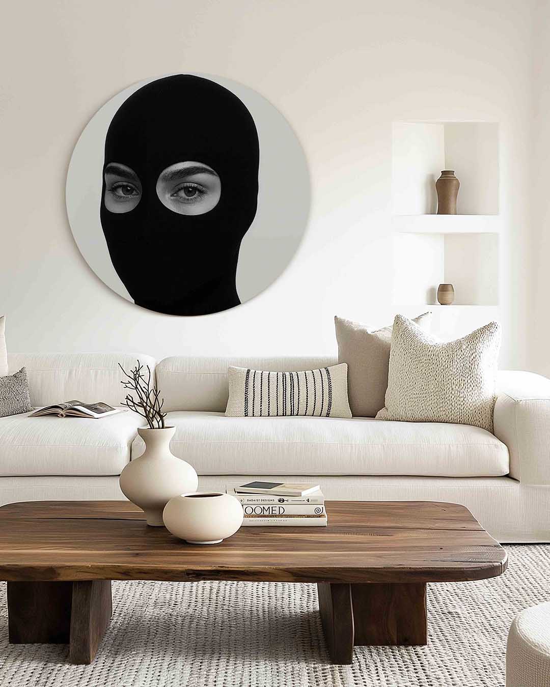 Gezicht met masker Muurcirkel