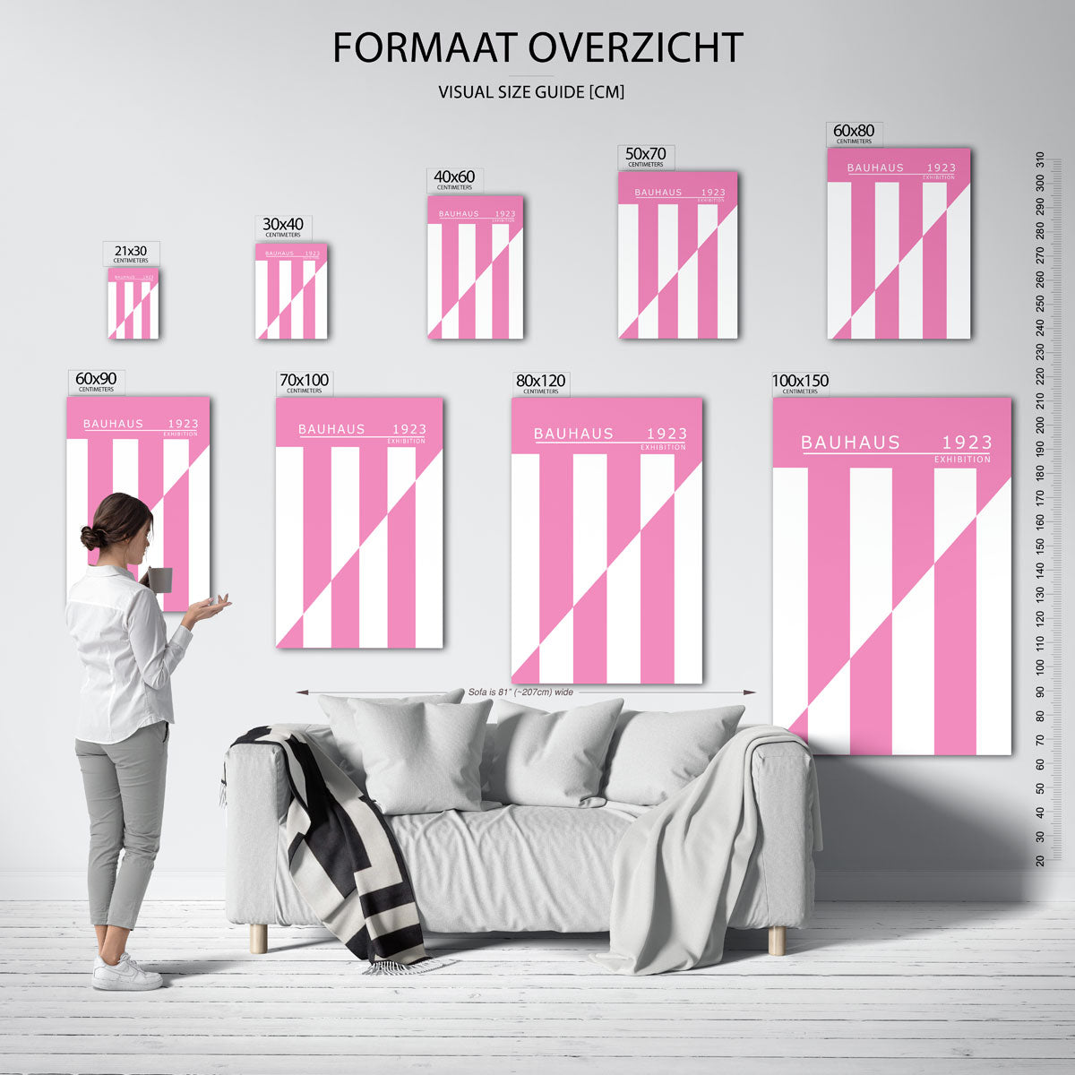 Roze lijnenspel Poster