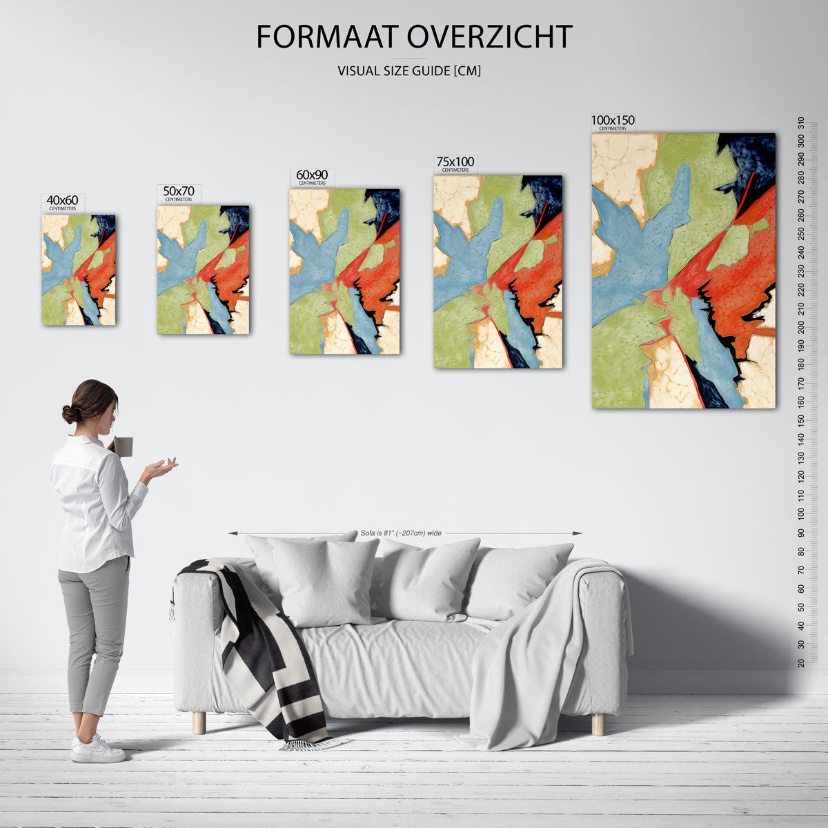 Dynamische kleurencompositie Kunstwerk
