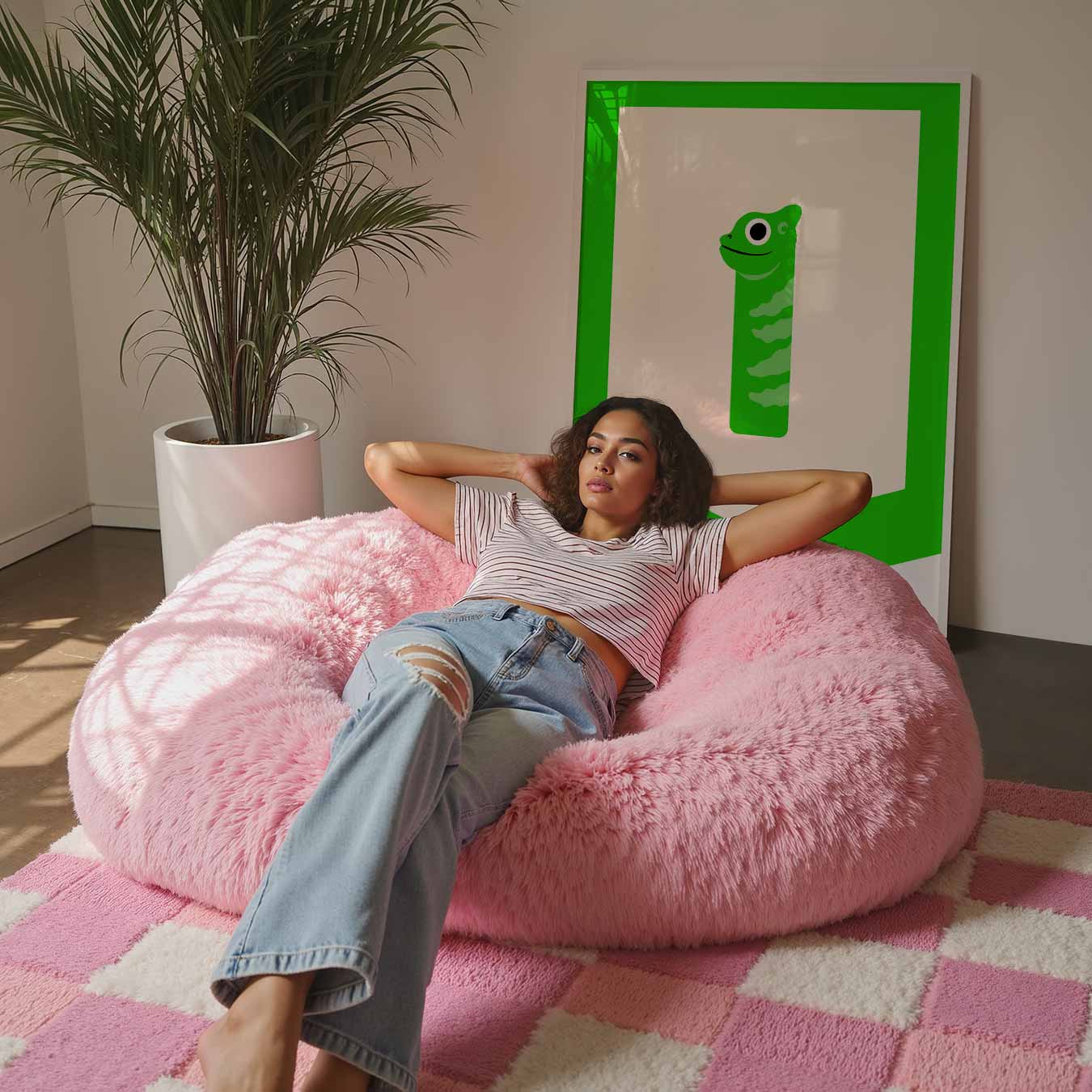 Vrolijke Kameleon Kunstposter-WallArtistic