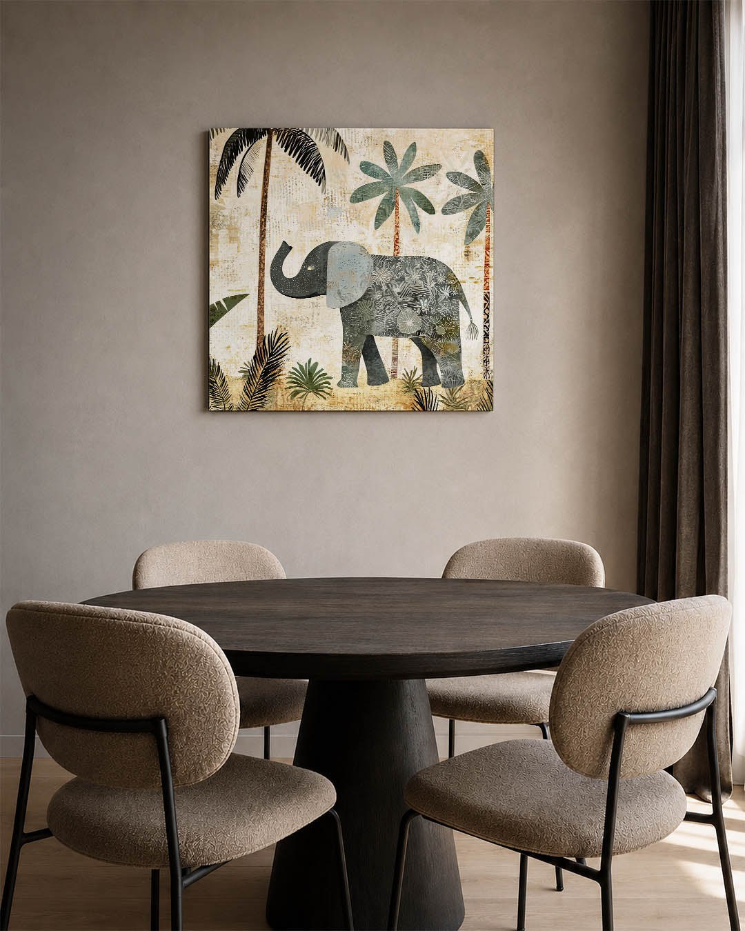 Olifant en palmbomen Kunstwerk