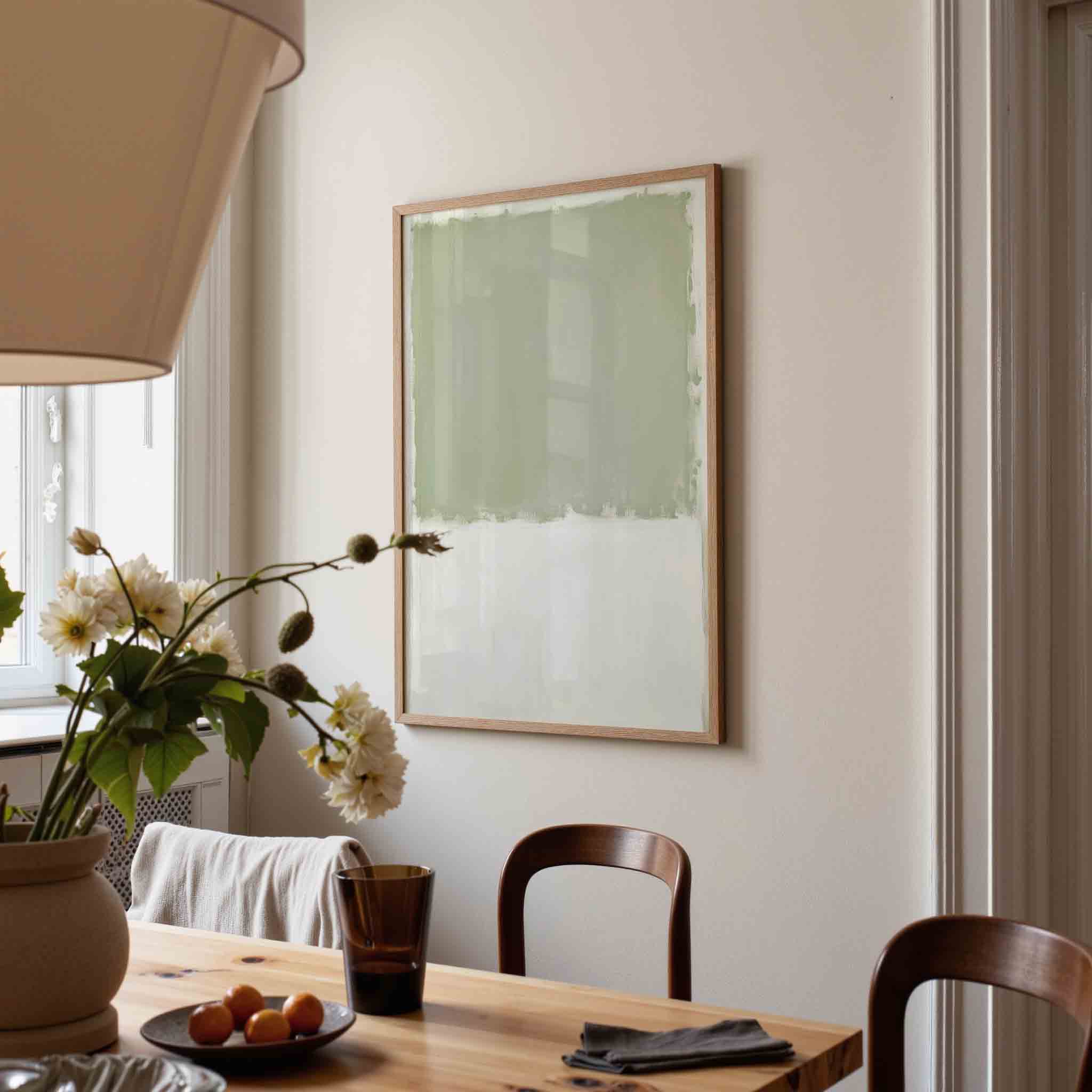 Groene en witte abstracte Poster