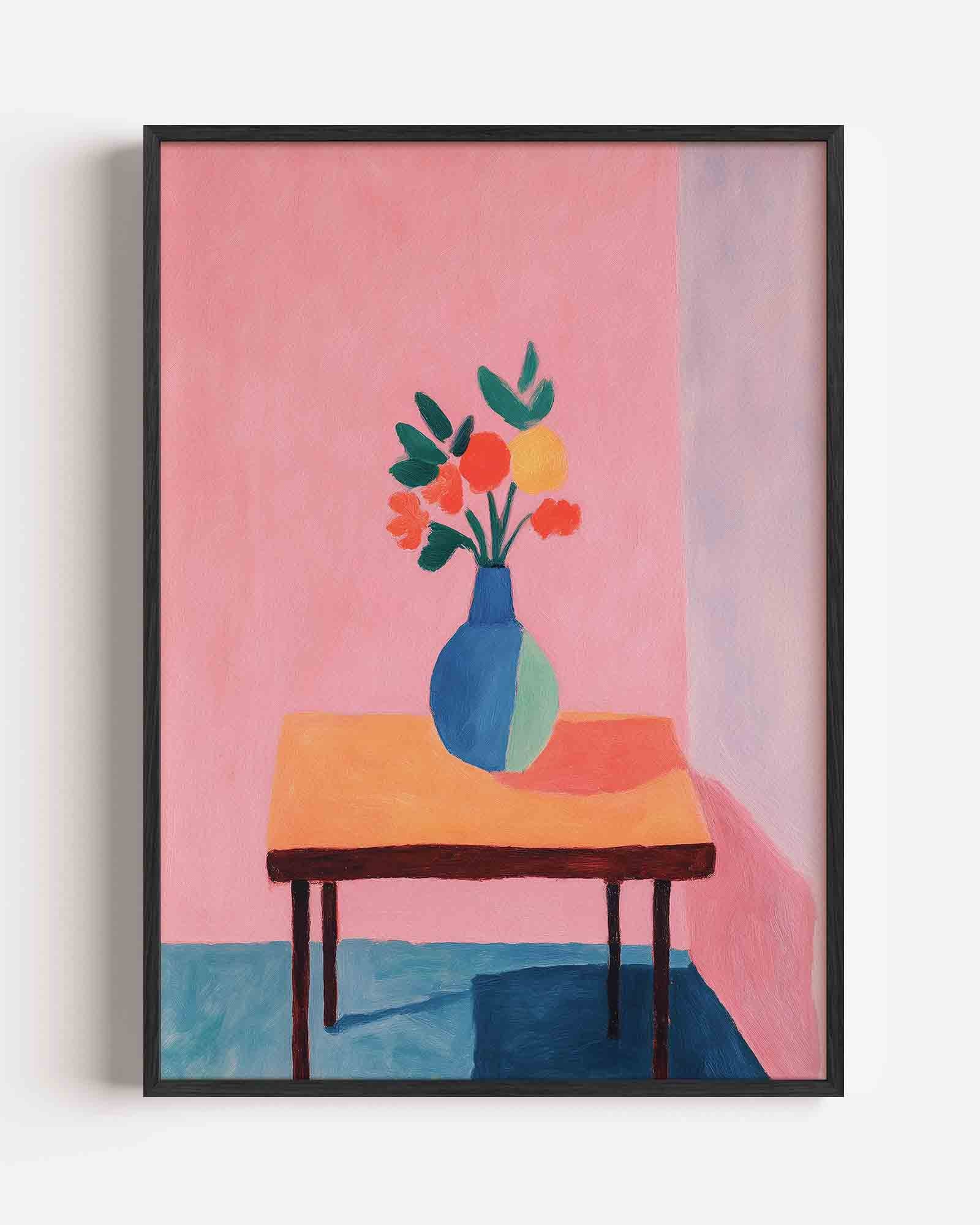 Bloemenvaas op tafel Poster