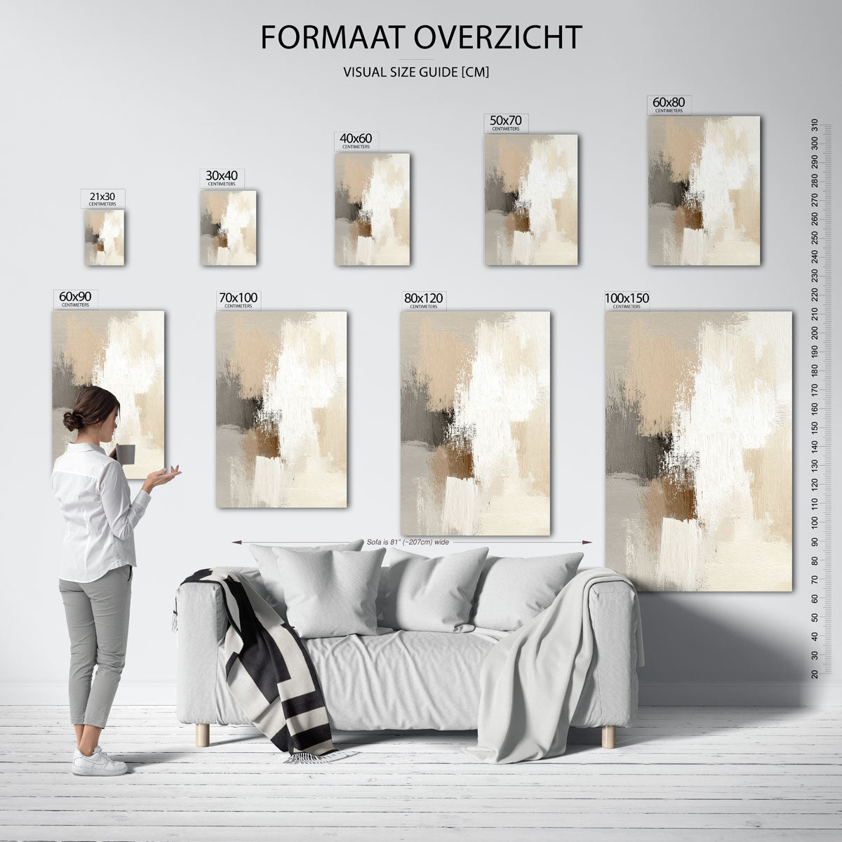 Abstracte beige en grijze Poster