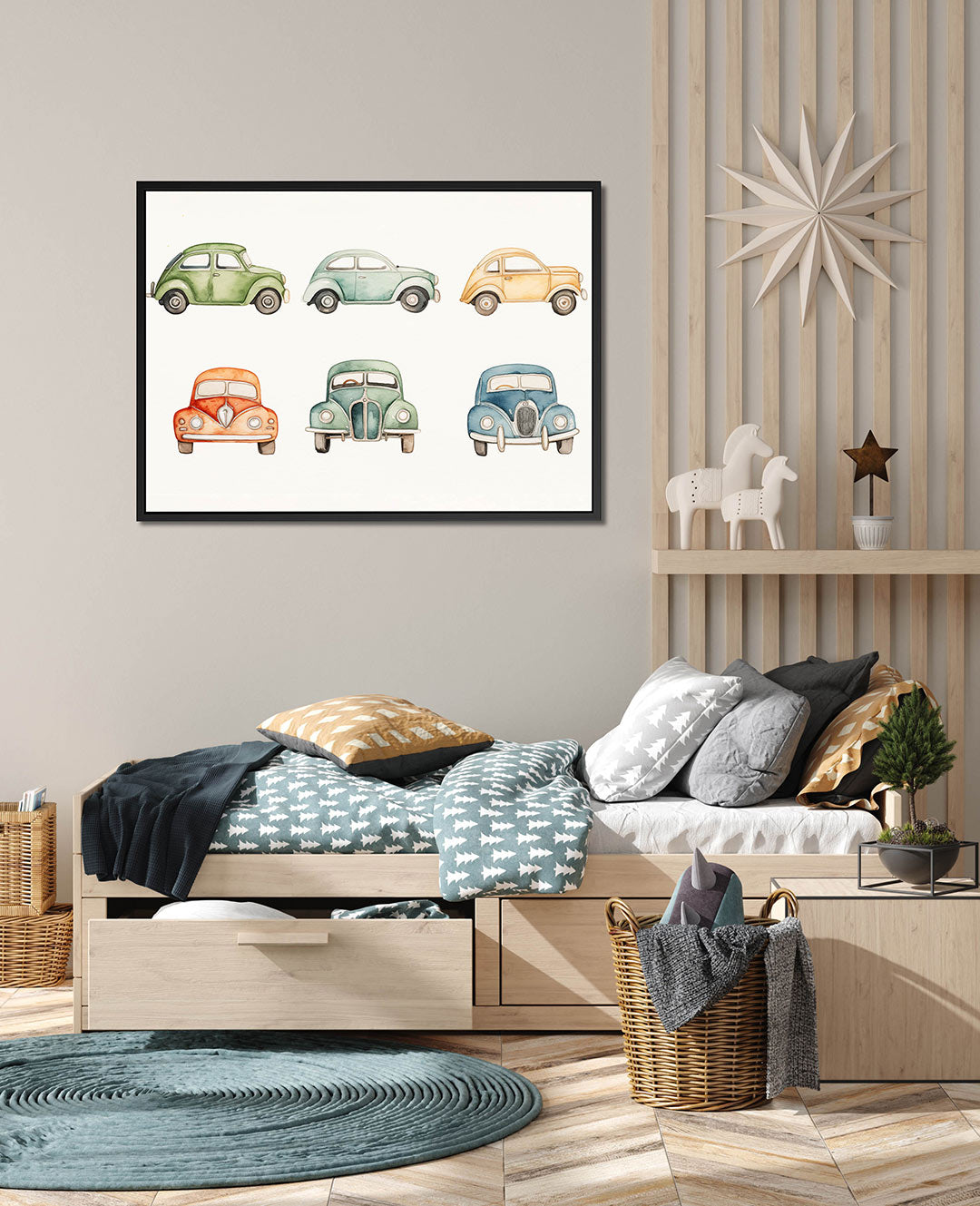 Kleurrijke auto illustraties Kunstwerk