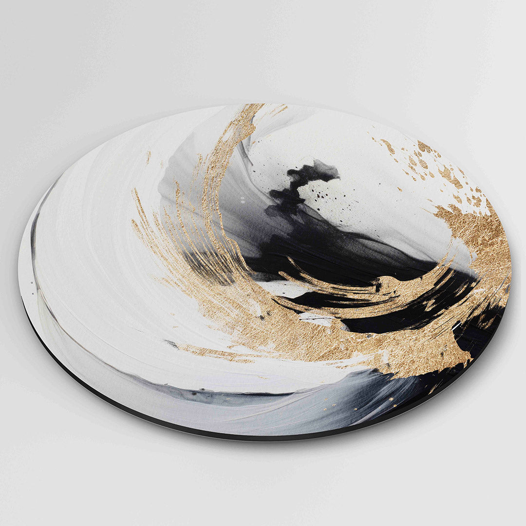 Zwart en goud abstracte Muurcirkel