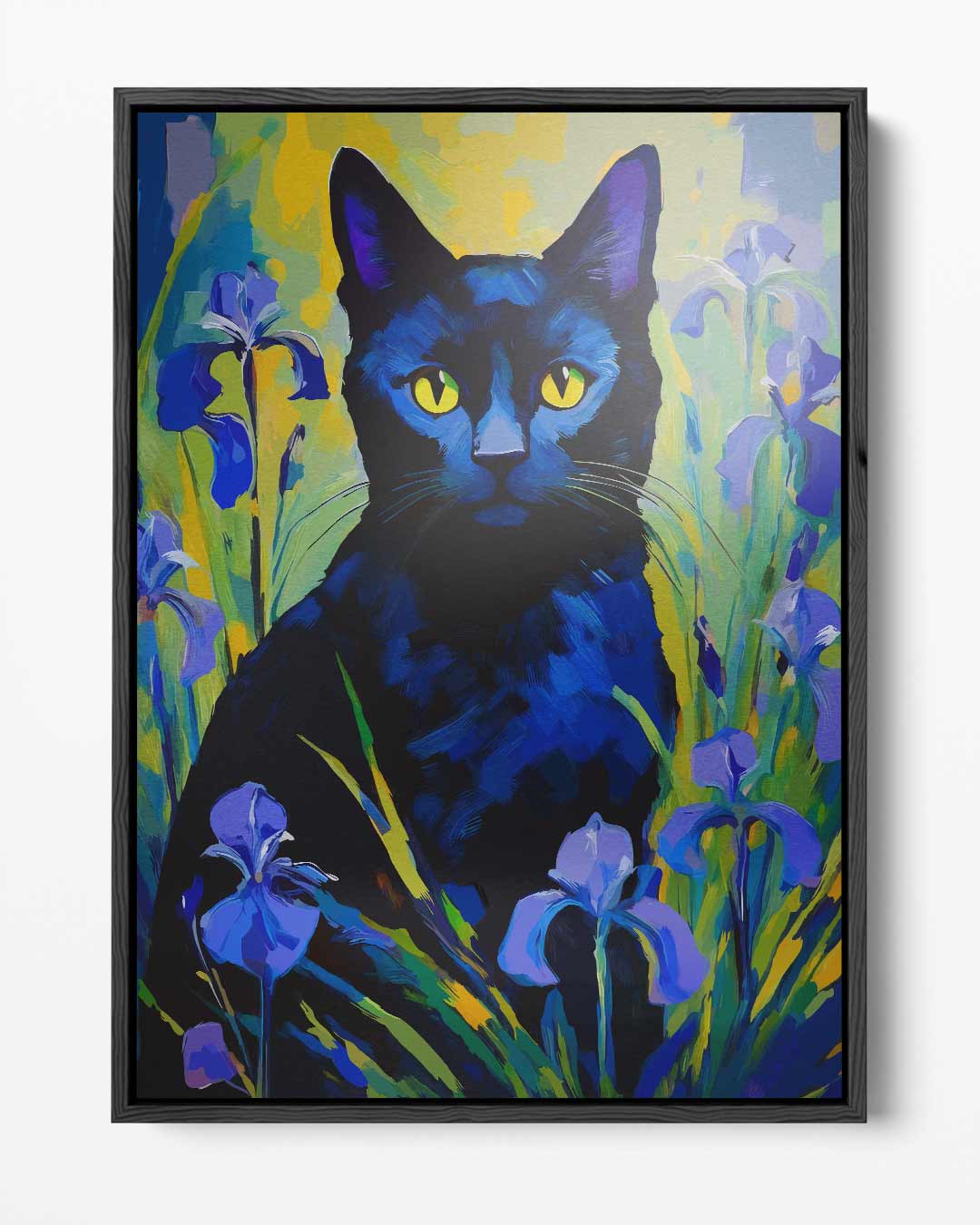 Mystieke Kat in Bloementuin Kunstwerk