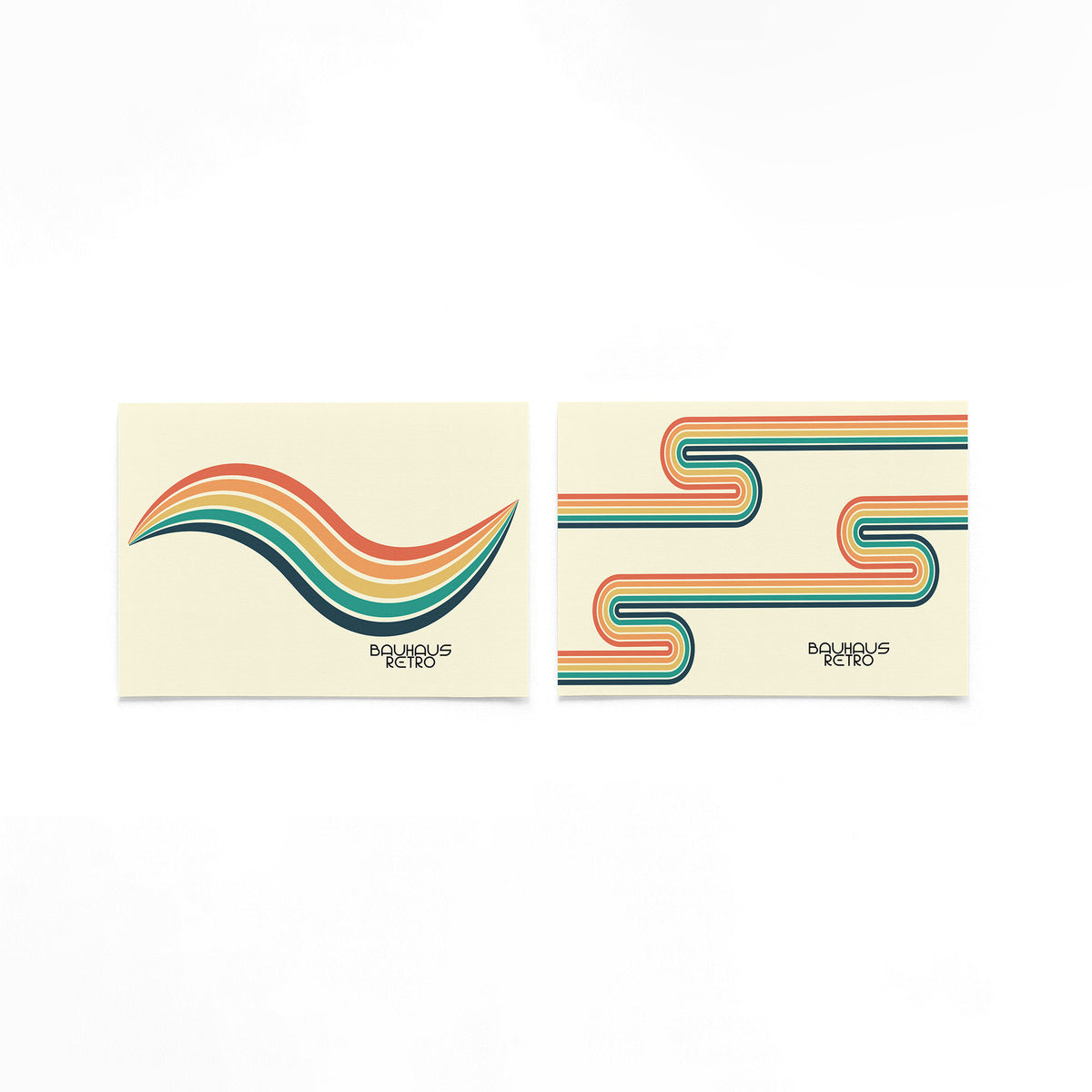 Twee landscape posters met golvende en meanderende lijnen als vrijstaande productfoto