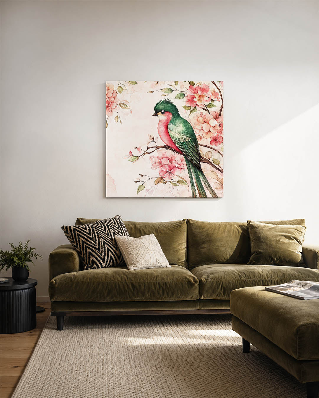 Vogel en bloemen Kunstwerk