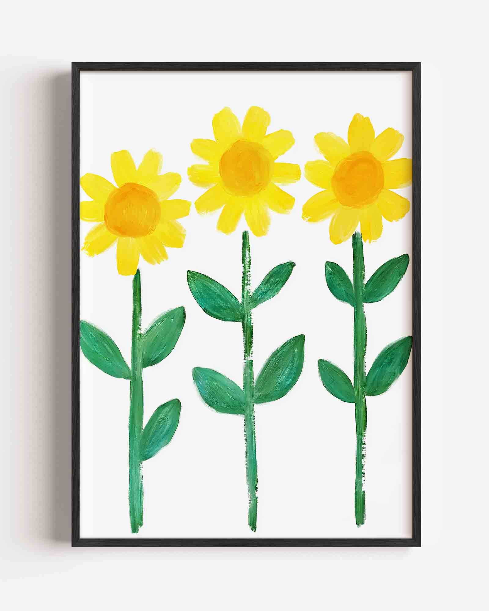 Drie zonnebloemen Poster