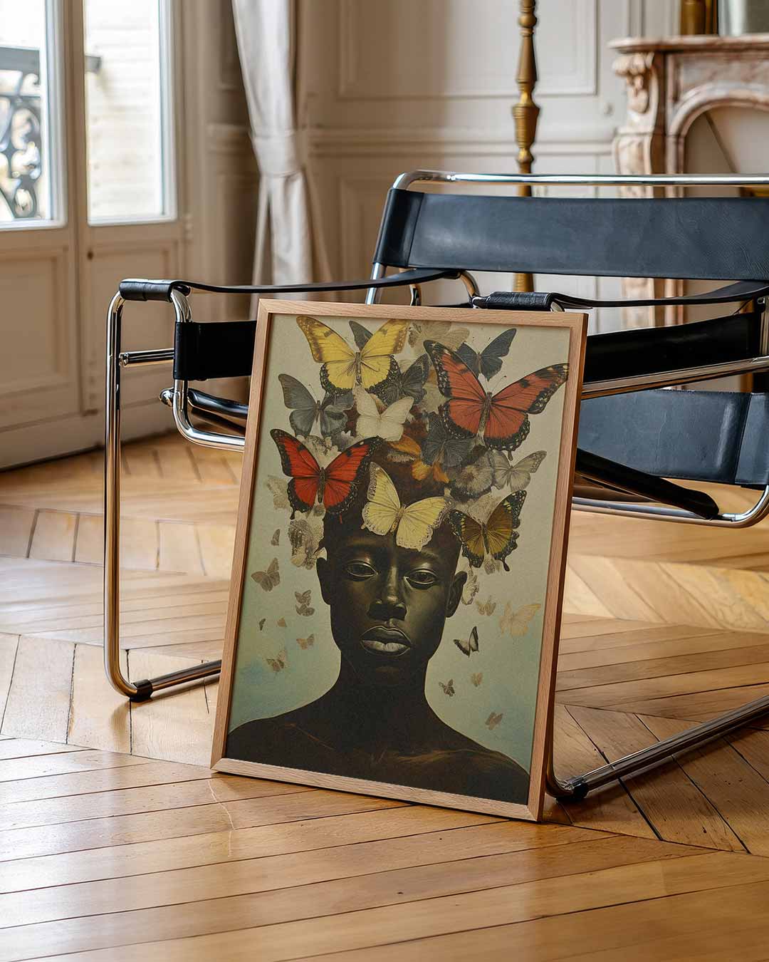 Vlinders in je Haar Kunstposter-WallArtistic