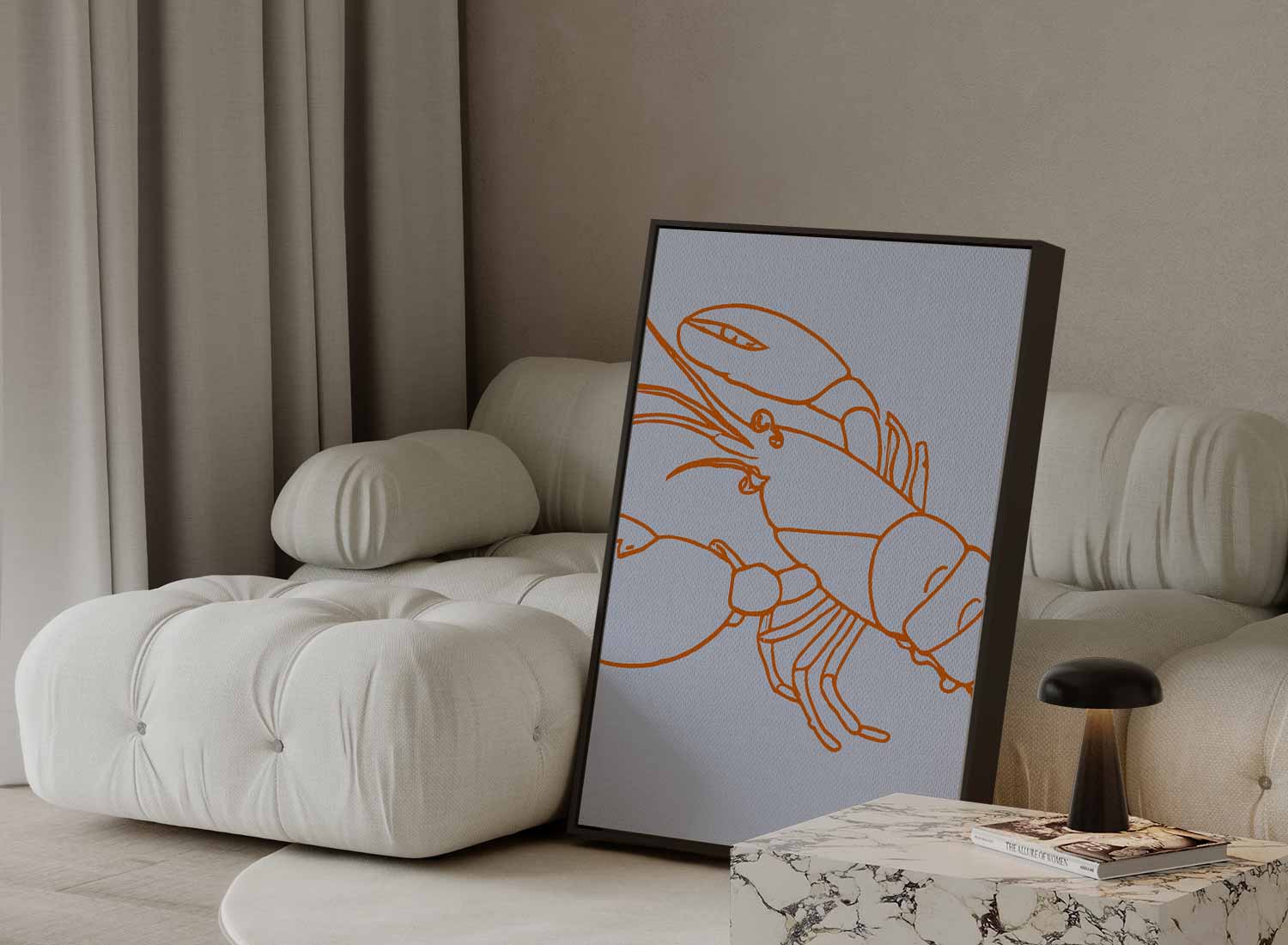 Moderne Oranjekreeft Illustratie Kunstwerk-canvas-dibond-plexiglas-wanddecoratie-WallArtistic