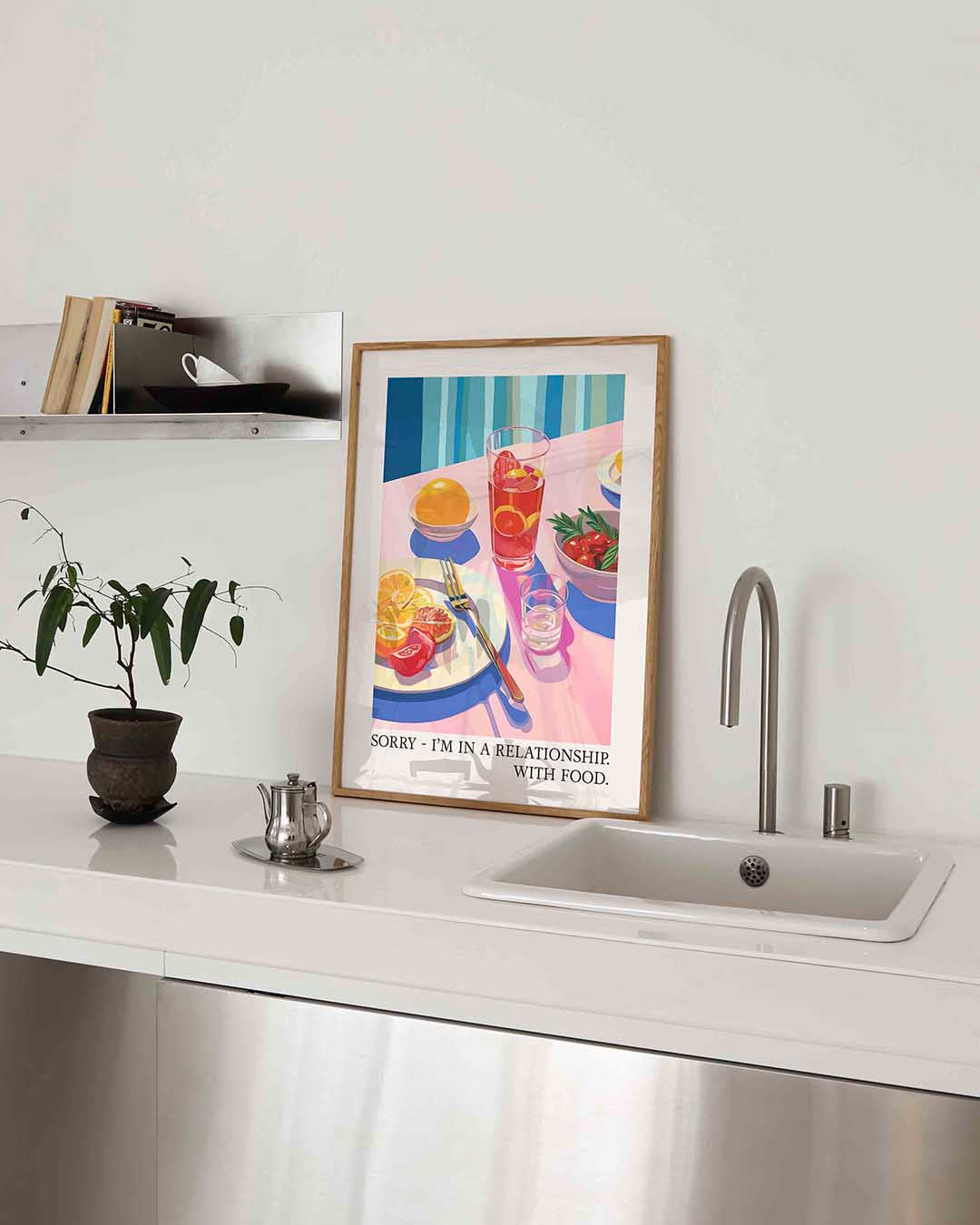Fruit en drank op tafel Poster