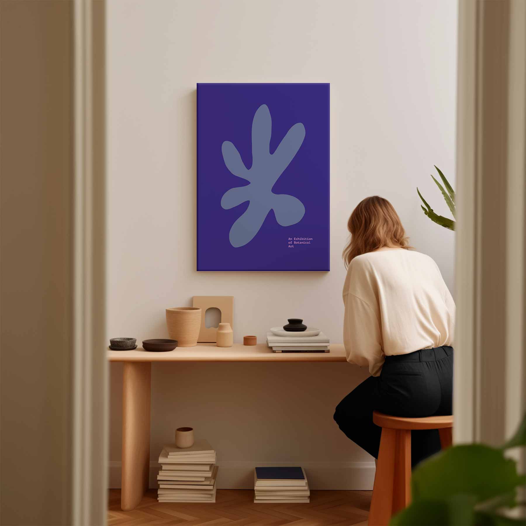 Botanisch Blauw Kunstwerk-canvas-dibond-plexiglas-wanddecoratie-WallArtistic