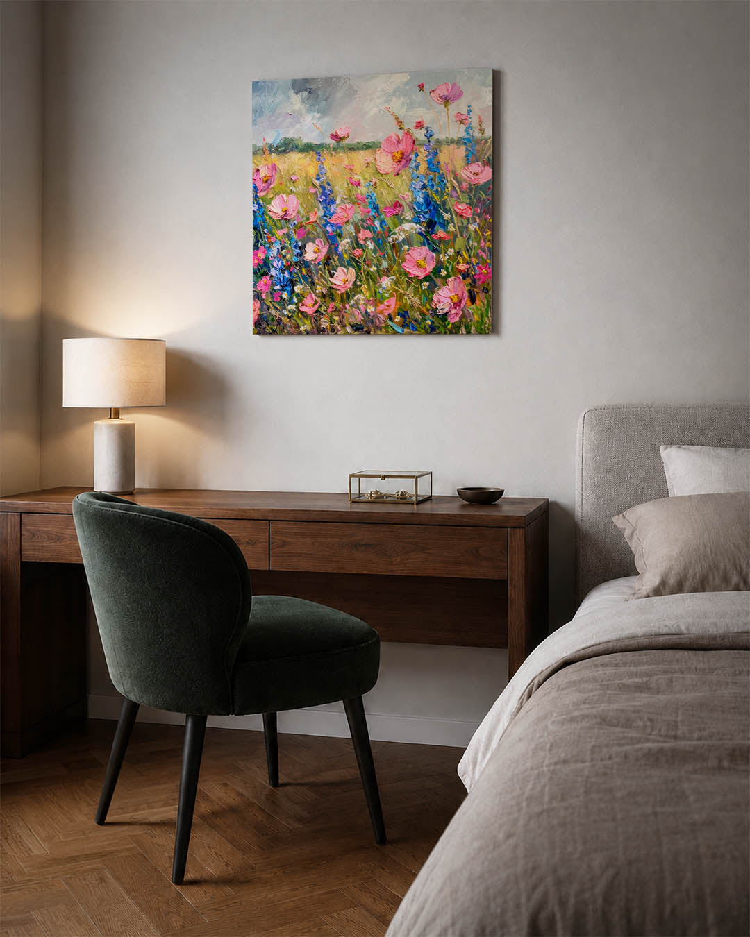 Bloemenweide schilderij Kunstwerk