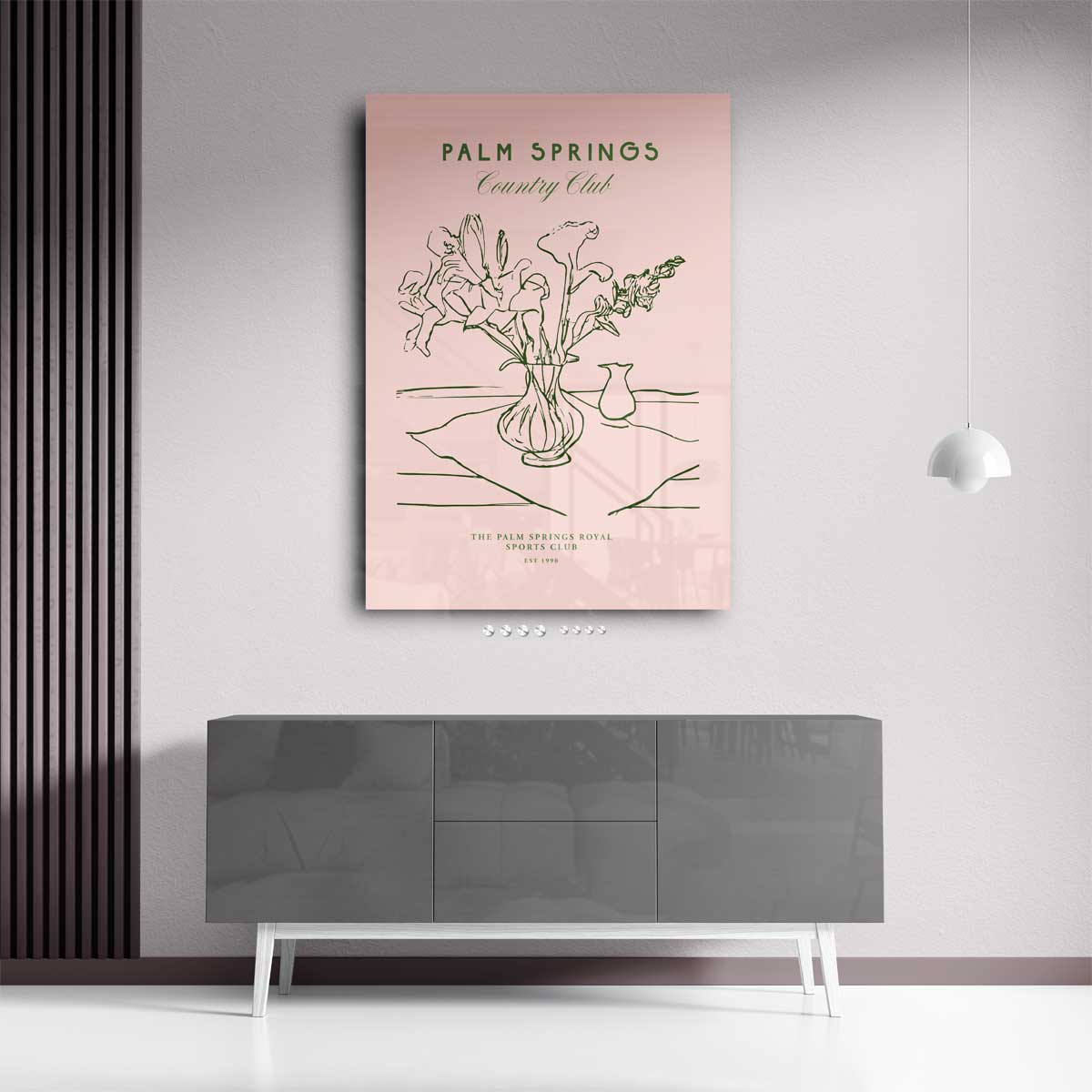 Palm Springs Country Club Bloemenprint Kunstwerk-canvas-dibond-plexiglas-wanddecoratie-WallArtistic