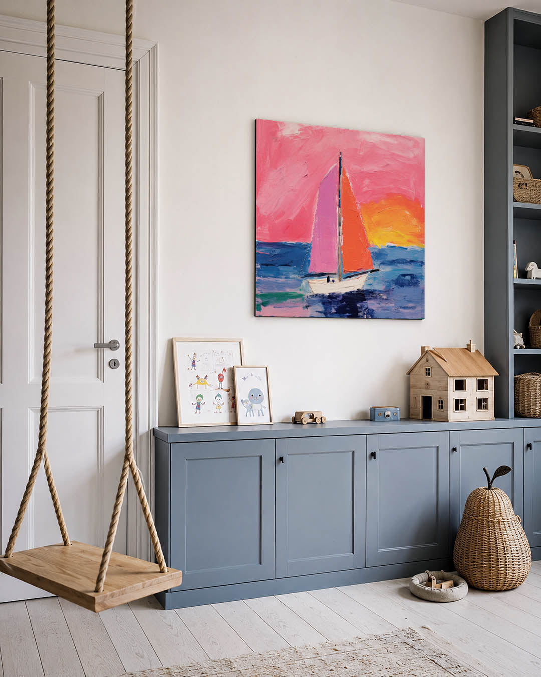 Vrolijk zeilboottafereel Kunstwerk