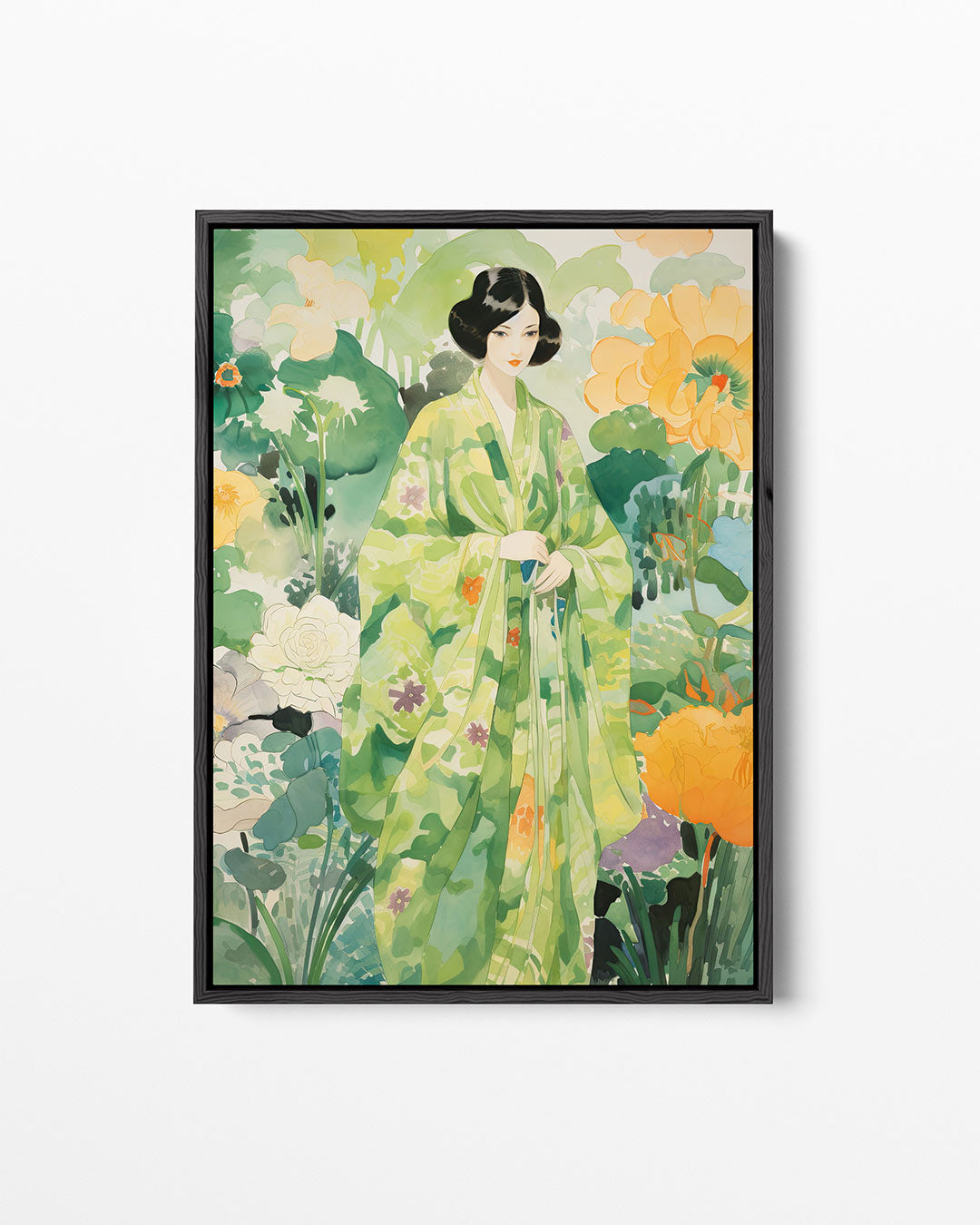 Vrouw in bloemen Kunstwerk