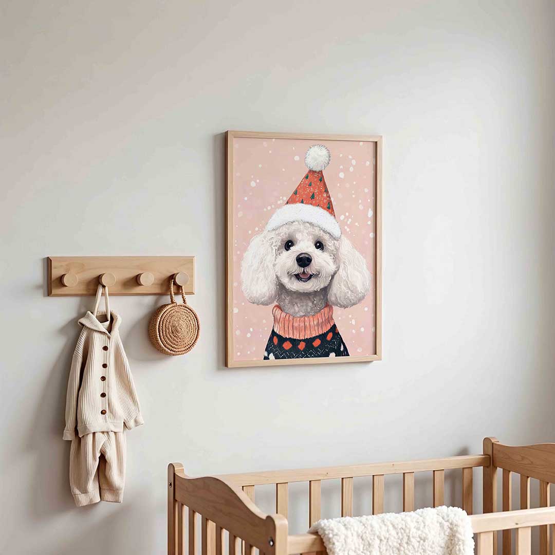 Hond met kerstmuts Poster