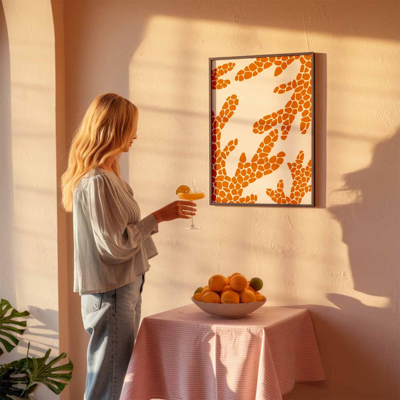 Stijlvolle Oranje Abstracte Poster-WallArtistic