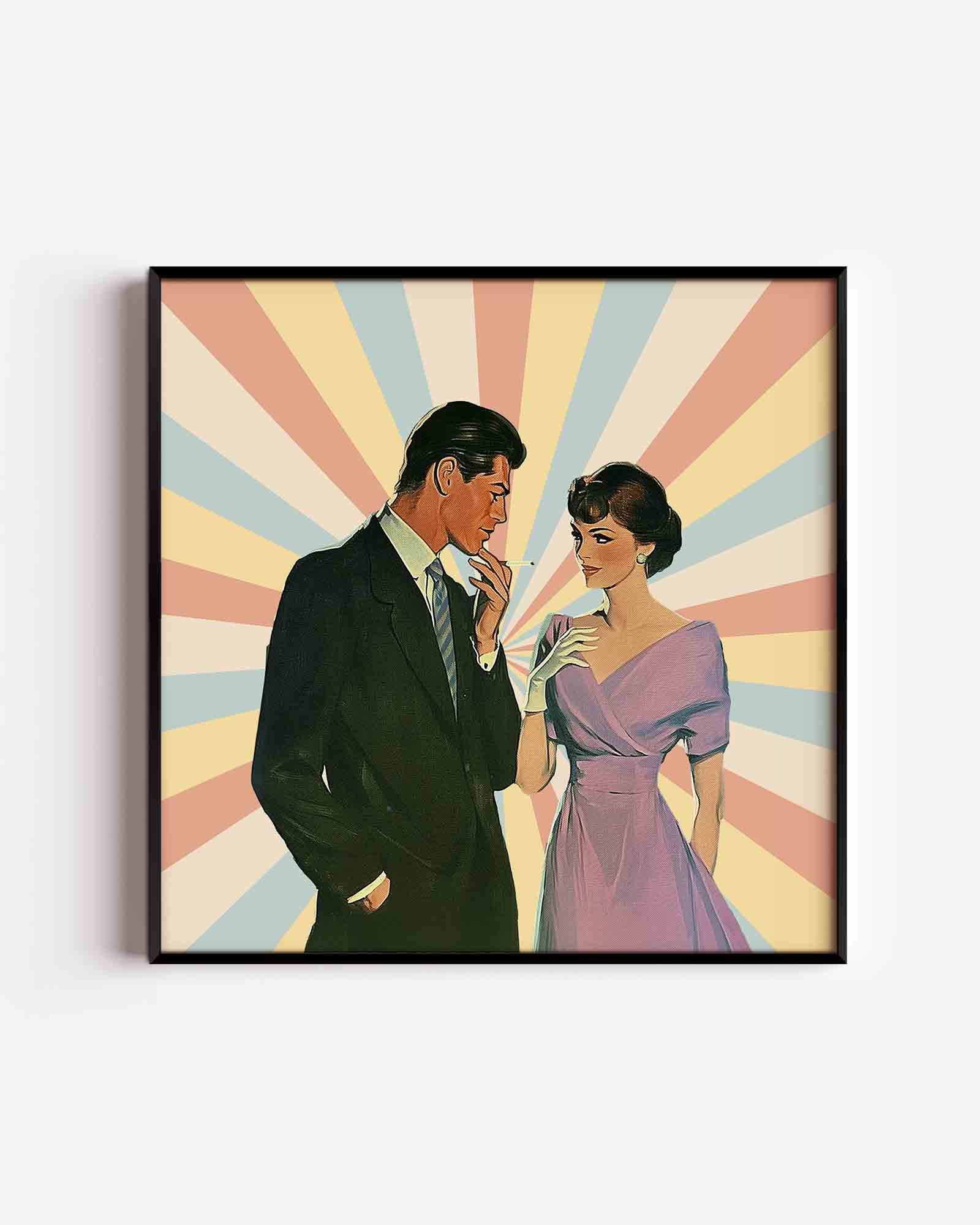 Stijlvol paar in retro Poster