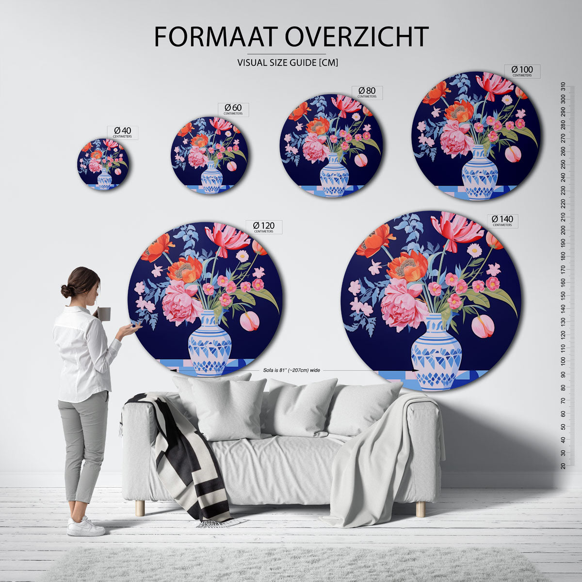 Bloemen in vaas Muurcirkel