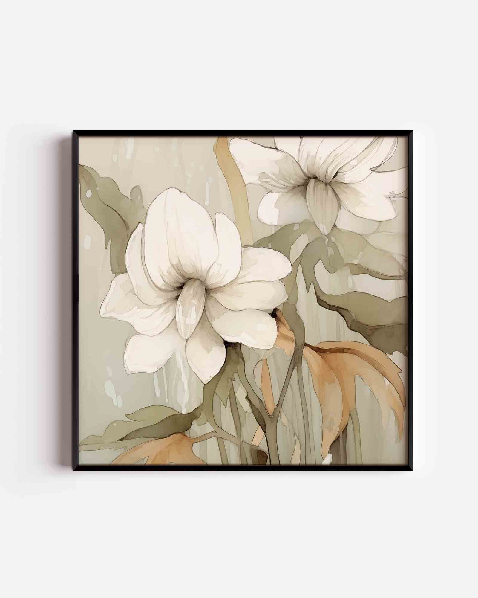 Witte bloemen Poster