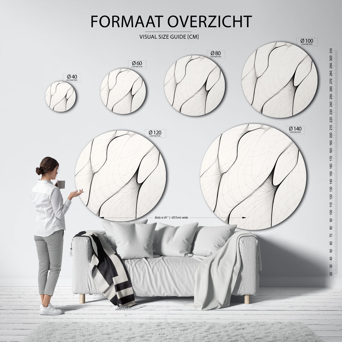 Abstracte lijnen Muurcirkel