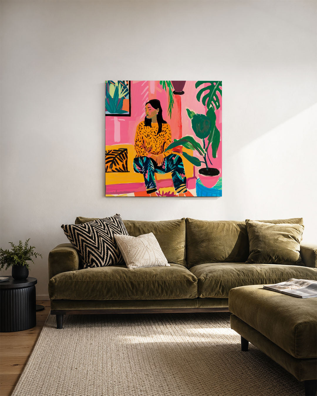 Vrolijke interieur scène Kunstwerk