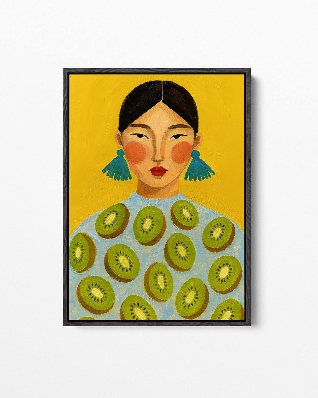 Vrouw met kiwi's Kunstwerk