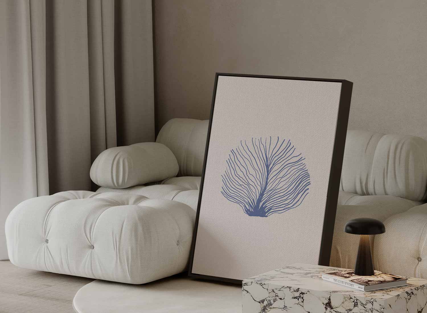 Abstracte Zeewaaiers Blauw Kunstwerk-canvas-dibond-plexiglas-wanddecoratie-WallArtistic