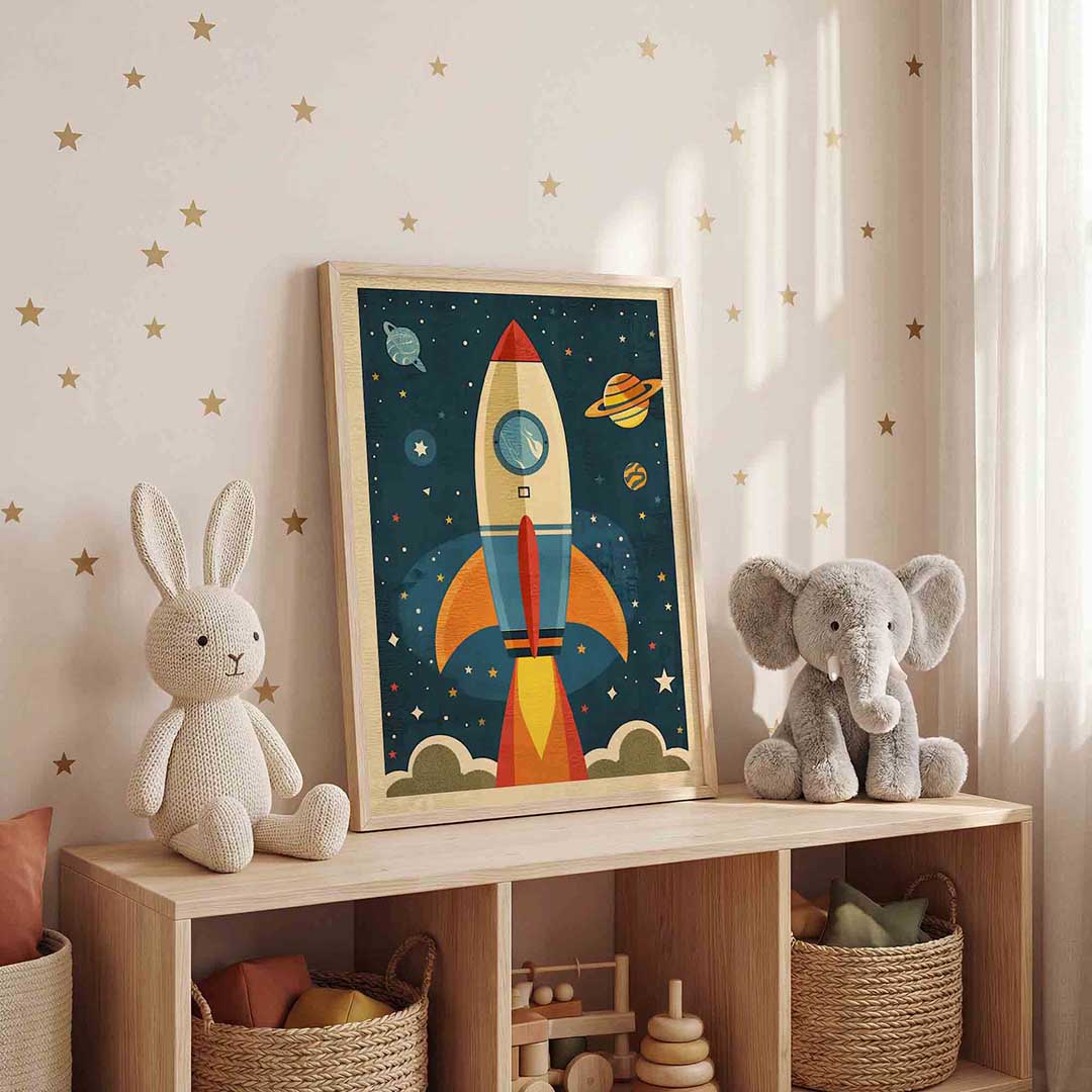 Raket en planeten Poster
