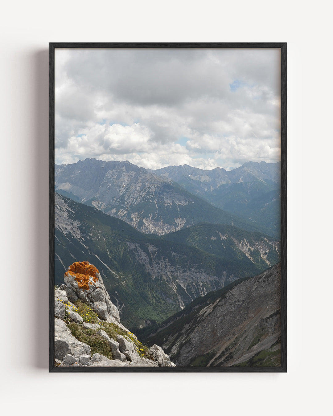 Berglandschap met oranje mos Poster