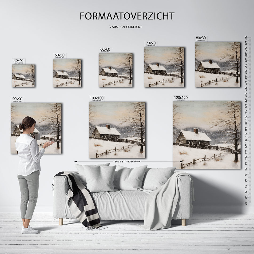Winterlandschap met huis Kunstwerk