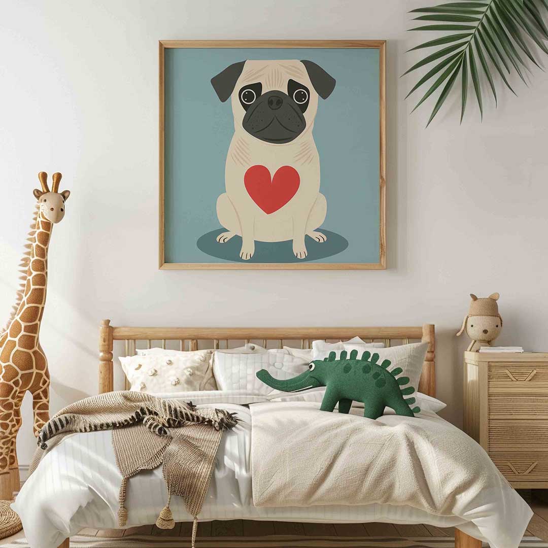 Mopshond met hart Poster