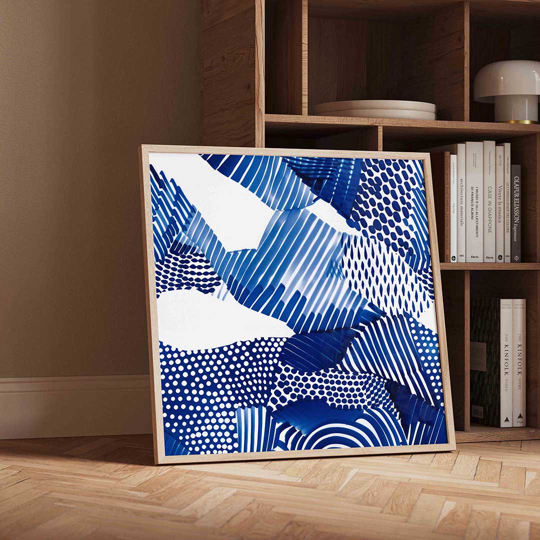 Abstracte blauwe patronen Poster