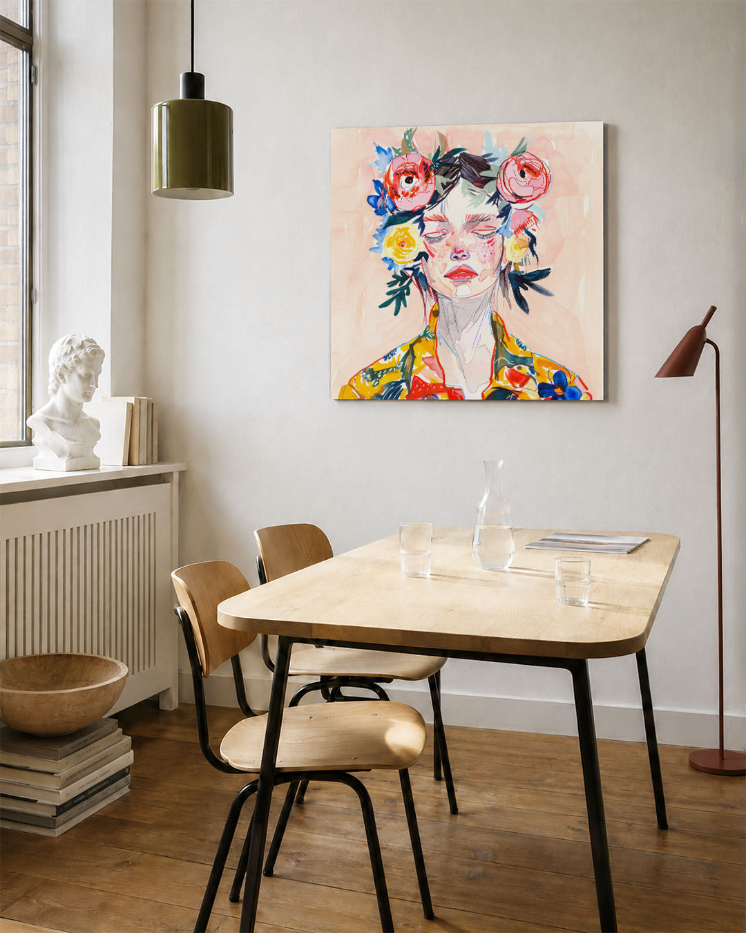 Bloemrijke portret Kunstwerk
