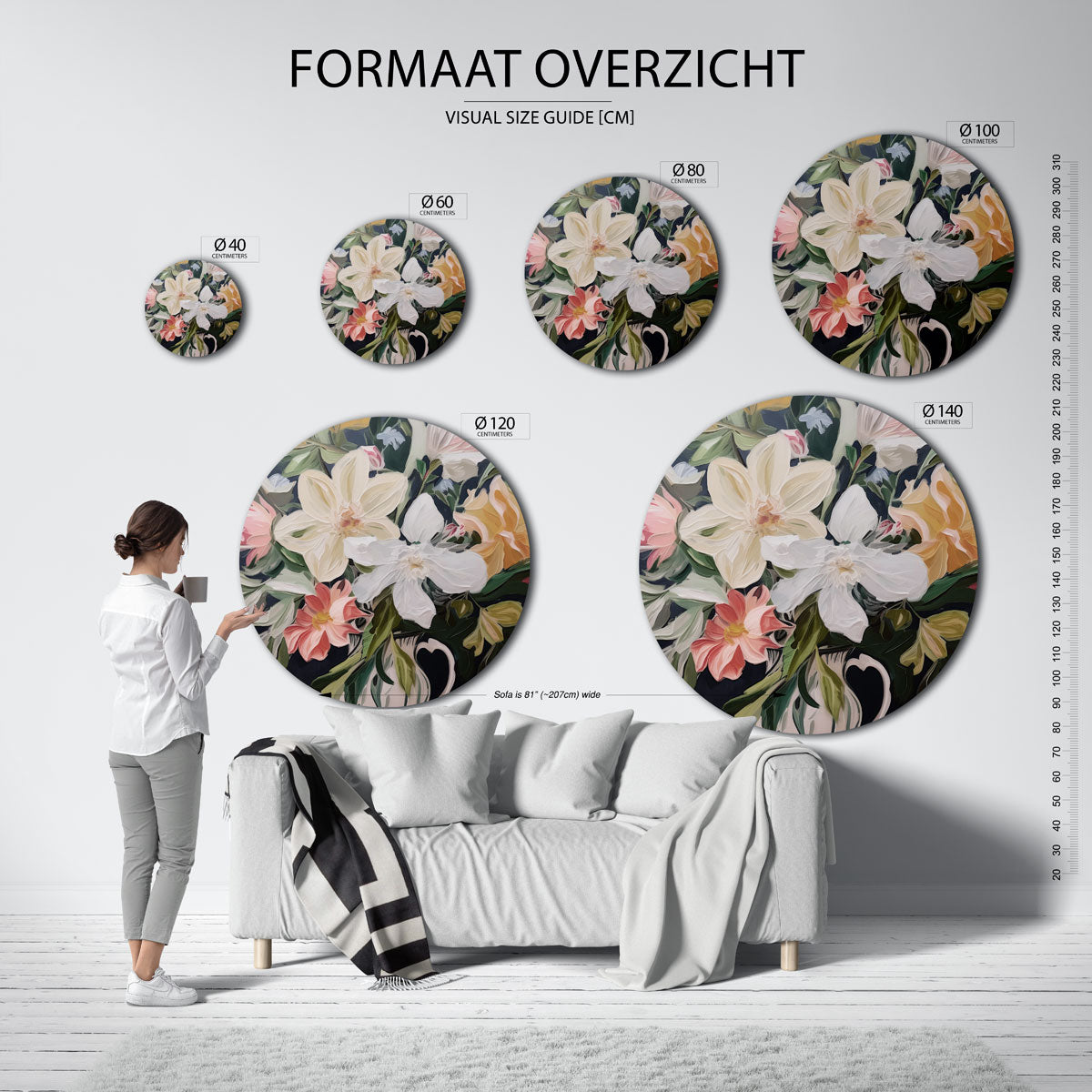 Bloemen in vaas Muurcirkel