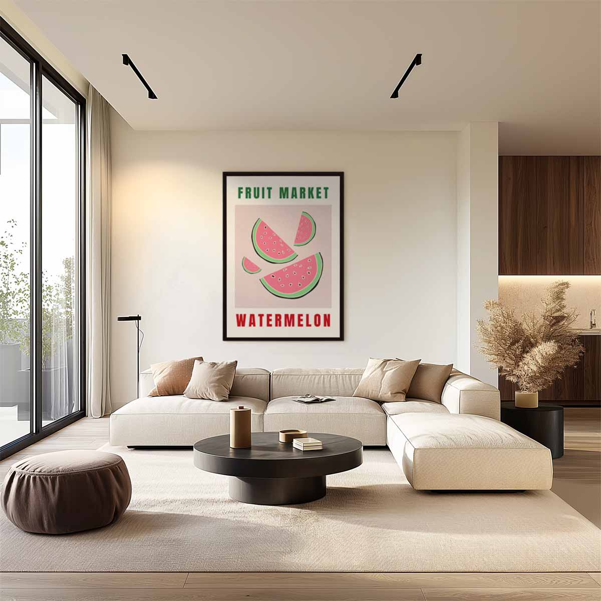 Zomerse Watermeloen Illustratie Kunstwerk-canvas-dibond-plexiglas-wanddecoratie-WallArtistic