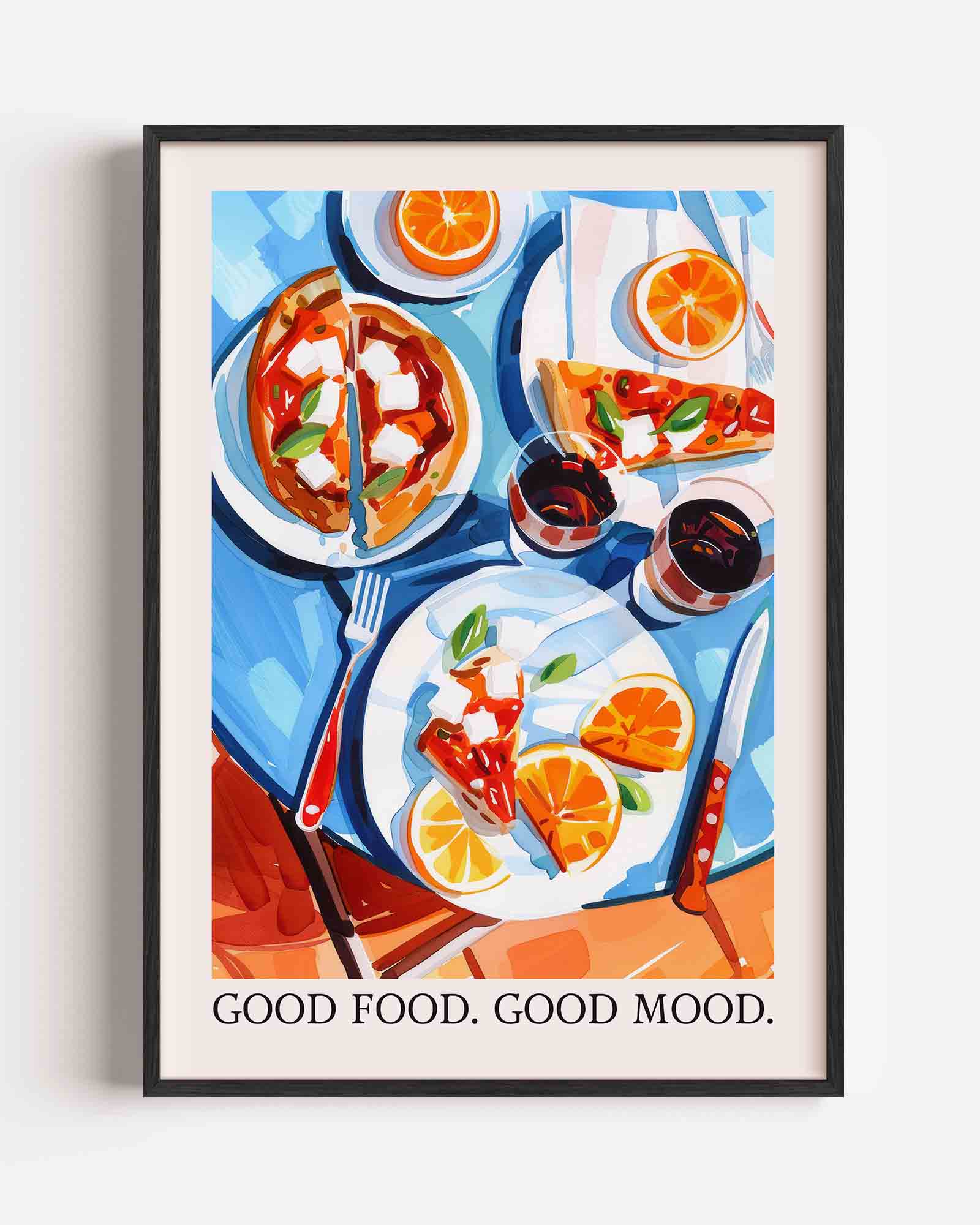 Pizza en sinaasappels Poster