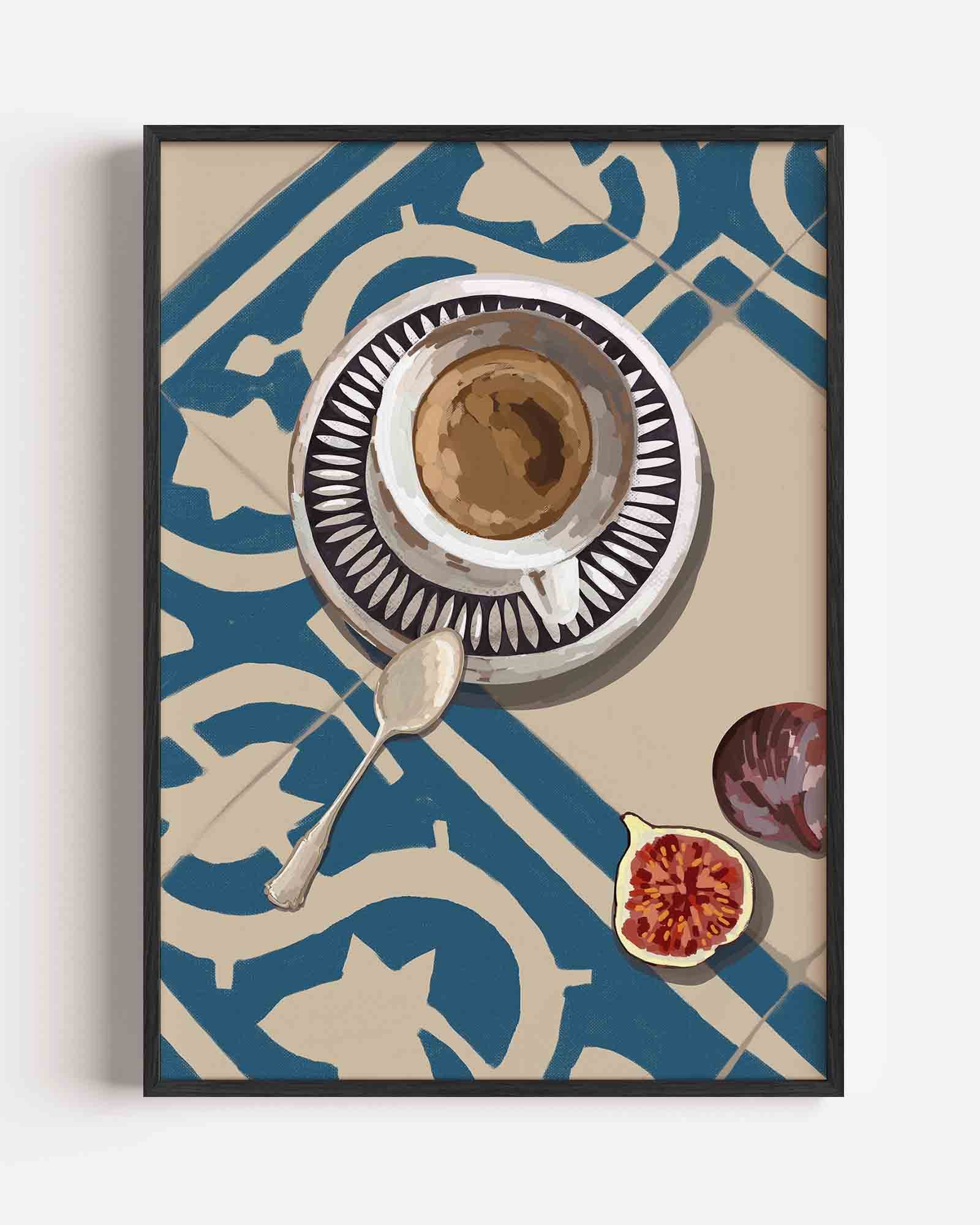 Koffiekopje en vijg Poster