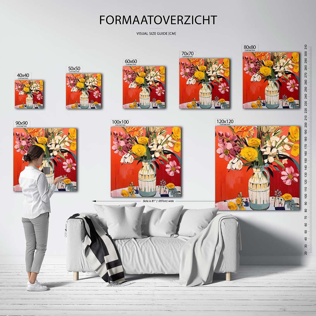 Bloemrijke kleurenexplosie Kunstwerk