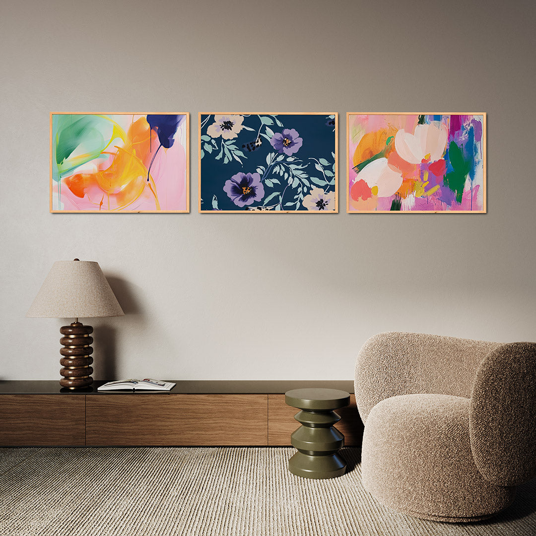 Kleurrijke vloeiing Posterset