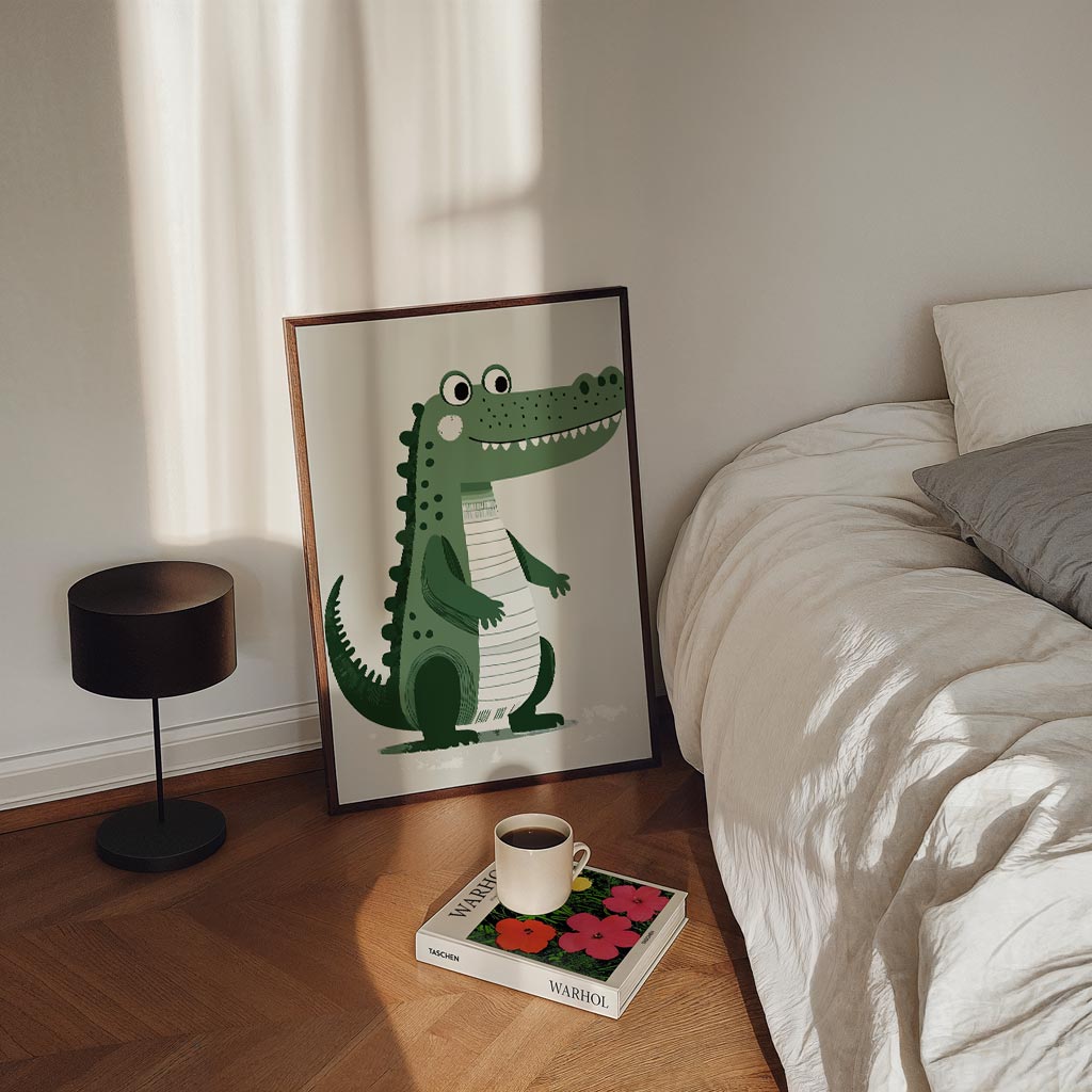 Vrolijke Krokodil Kinderkamerposter-WallArtistic