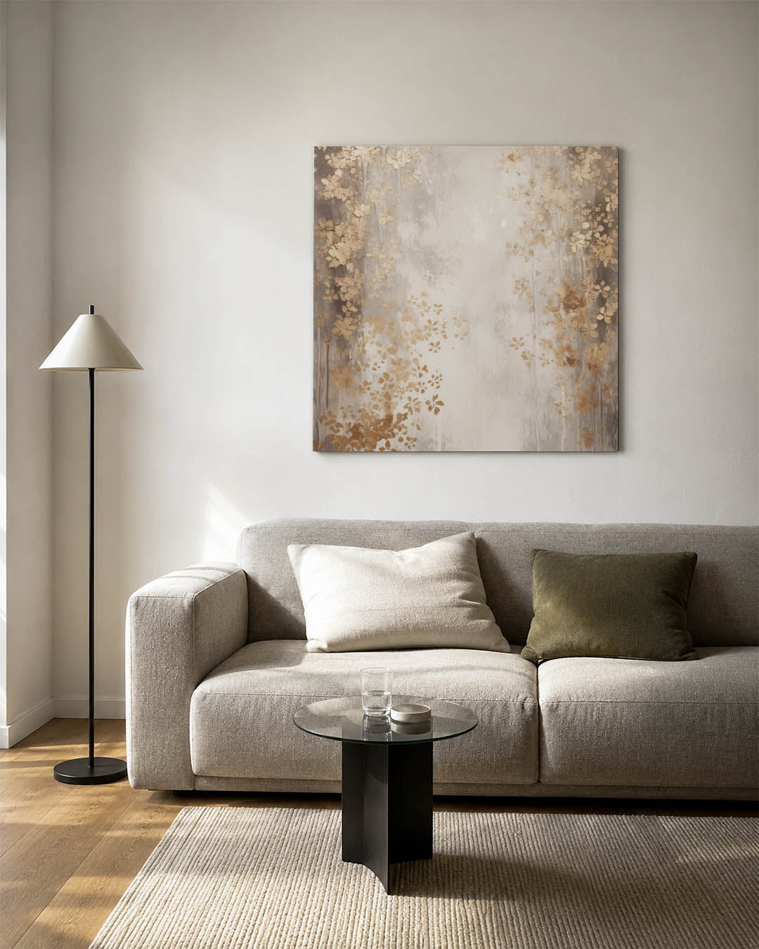 Gouden bloemmotief Kunstwerk