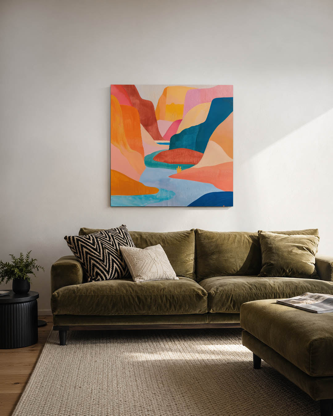Vloeiende kleurenlandschap Kunstwerk