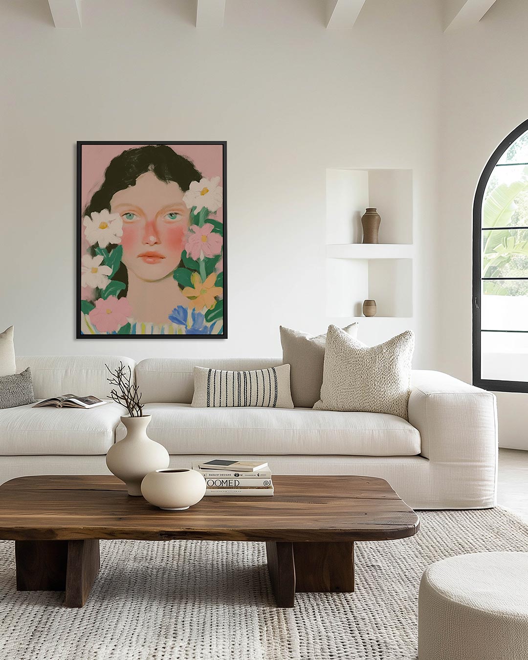 Portret met bloemen Kunstwerk
