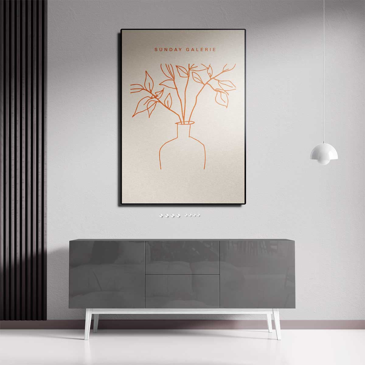 Simpele Lijntekening van Plant in Vaas Kunstwerk-canvas-dibond-plexiglas-wanddecoratie-WallArtistic